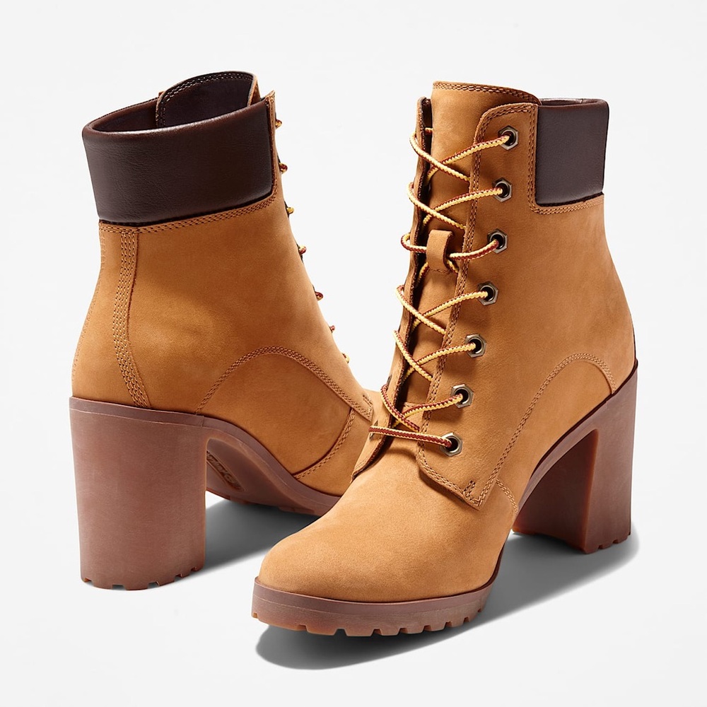 Timberland Women’s Allington Mid Boot Wheat Leather Heel Booties Size 7